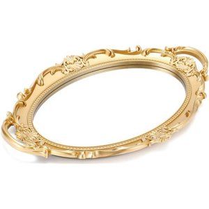 Decorative Tray,Bathroom Tray Vanity Tray Decor, Gold Tray Mirror Tray